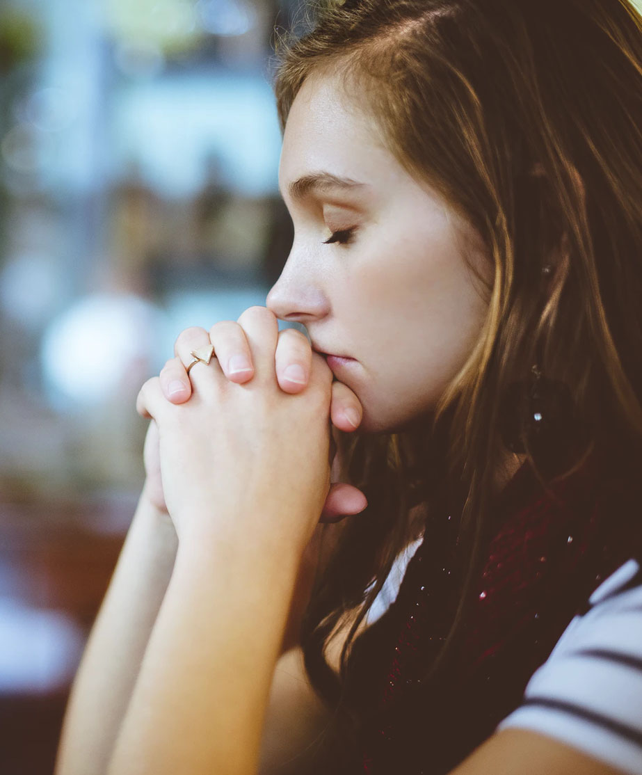 Woman Person Praying in a Church Woman Person Praying in a Church